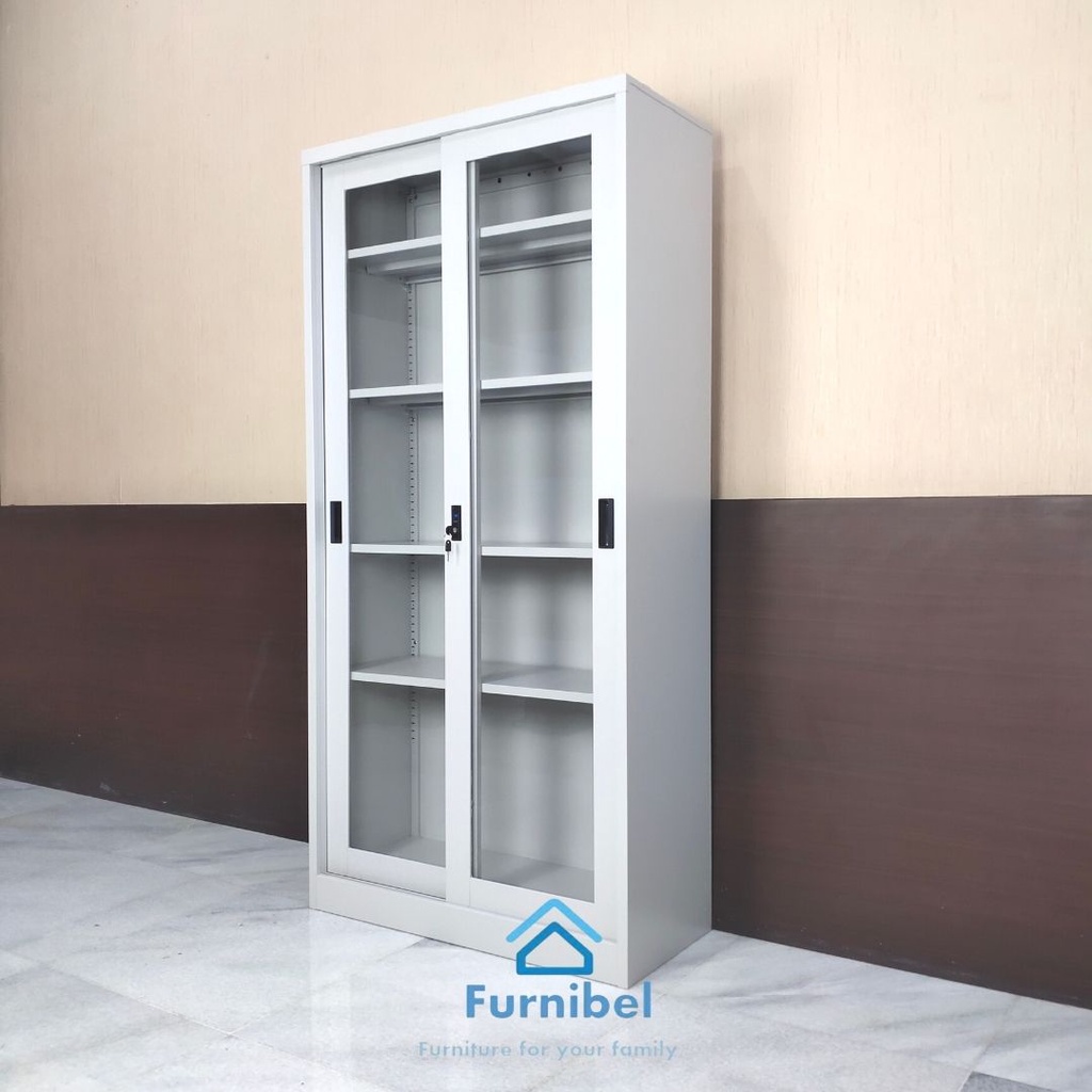 2 door glass cabinet - lemari kaca dengan 2 pintu - furniture murah surabaya