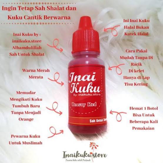 (4warna) Inai Kuku Henna Nail Art Halal Maron/Merah/black/pink 15ml