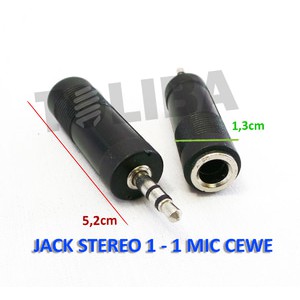 converter konverter jack mic female 6,35 mm ke jack stereo 3,5 mm male