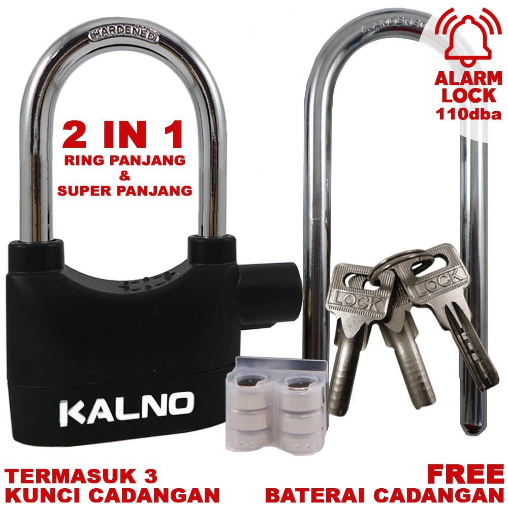 GEMBOK ALARM 2IN1 - RING PANJANG &amp; SUPER PANJANG FREE BATERAI CADANGAN