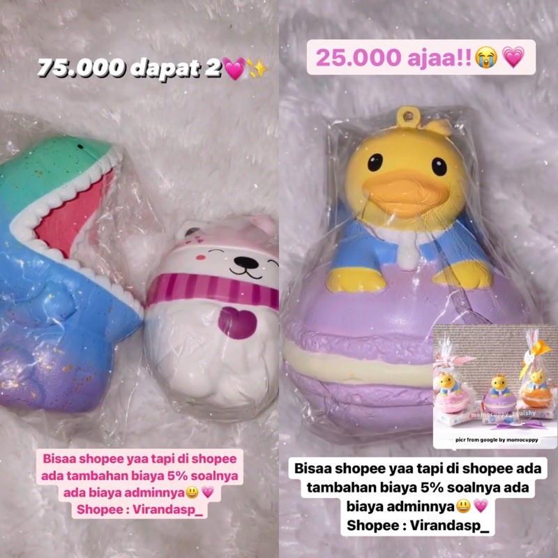 FLASHSALE PAKET SQUISHY MURAH LICENSED NO OP TOYS BOX SHOP DINO POLAR BEAR SQUISHY MACAROON DUCK