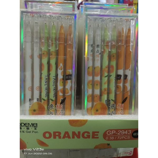 

pen gel aodemei motif orange kode 2943 isi 6 pc