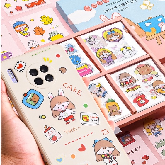 

100Tangan Akun Stiker Seamless Tahan Air Set Data Sampel Kecil Dekoratif Pola Pasta Cangkir Air Anak