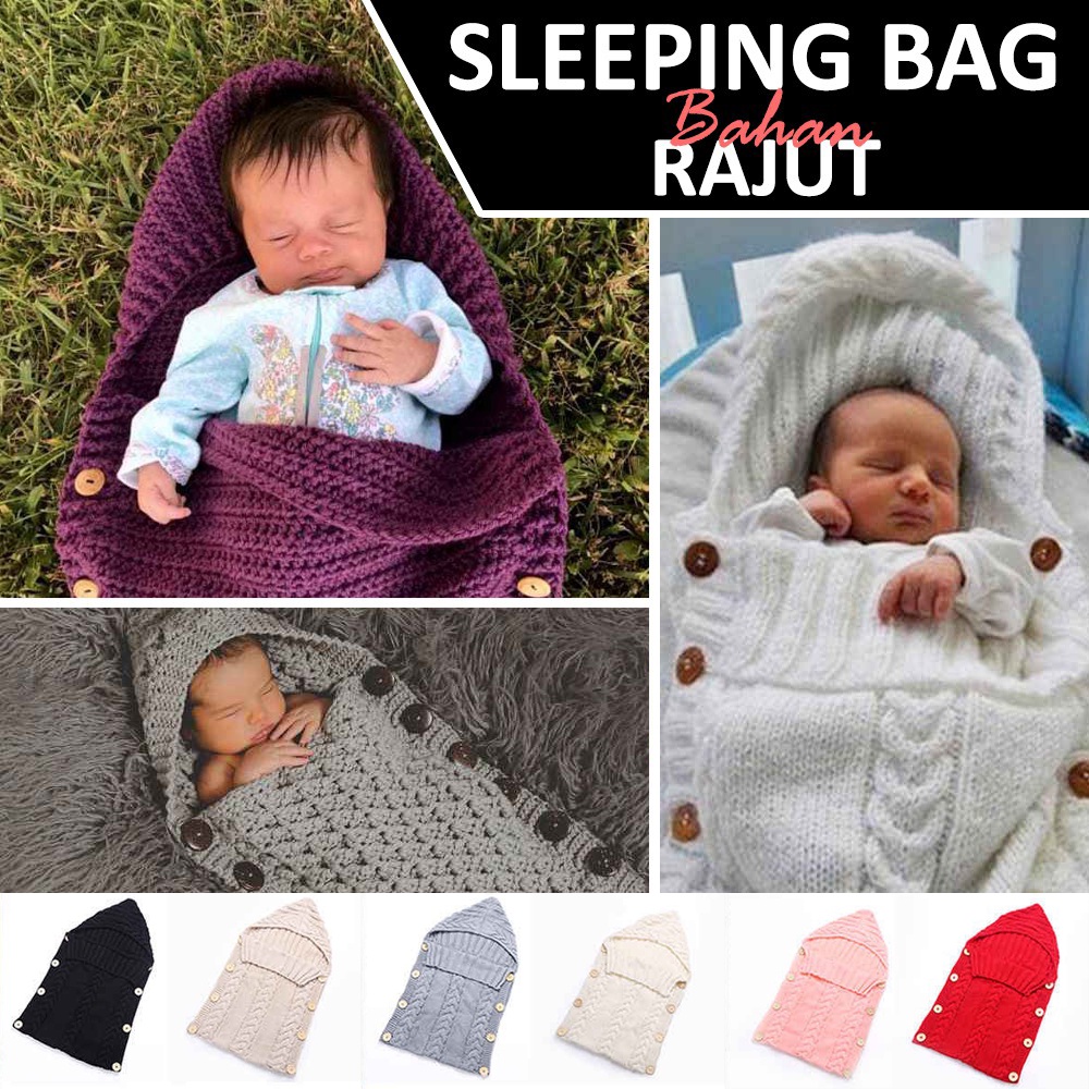 Selimut Topi Bayi Bahan Rajut Lembut - SLEEPING BAG BABY BAHAN RAJUT