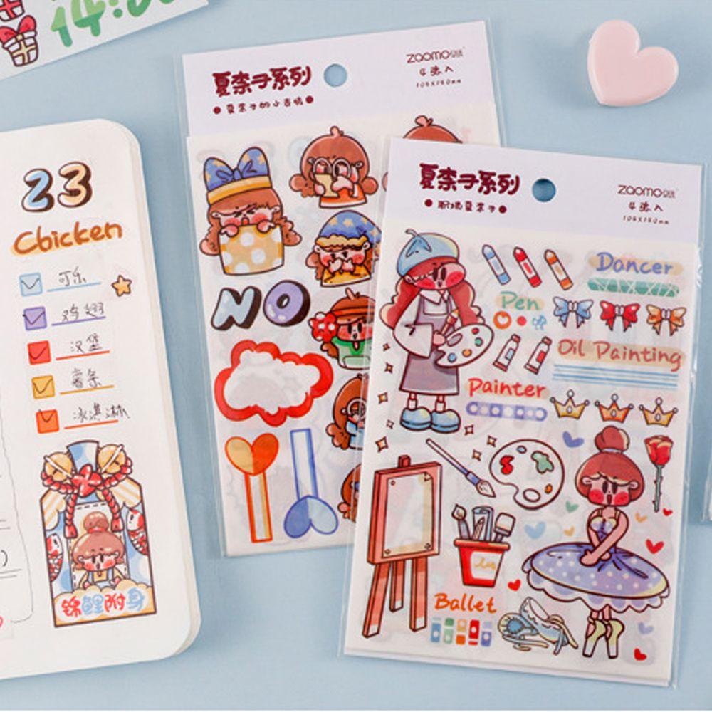 Agustina Kawaii Stiker Kawaii 4lembar Alat Tulis Sekolah Jurnal Aksesoris Scrapbooking Self Adhesive Kawaii Stationery Sticker