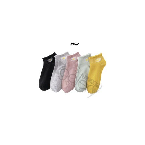 FYGALERYJAKARTA D080 Kaos Kaki Motif Bunga Wanita KaosKaki Pendek Korea Lucu Murah Short Socks-Pink