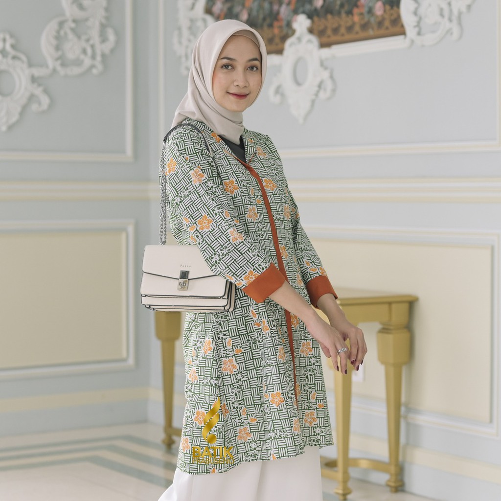READY BERGARANSI TUNIK MOTIF DANASTRI BATIK WANITA LENGAN PANJANG PRABUSENO BAJU ATASAN FULL FURING 