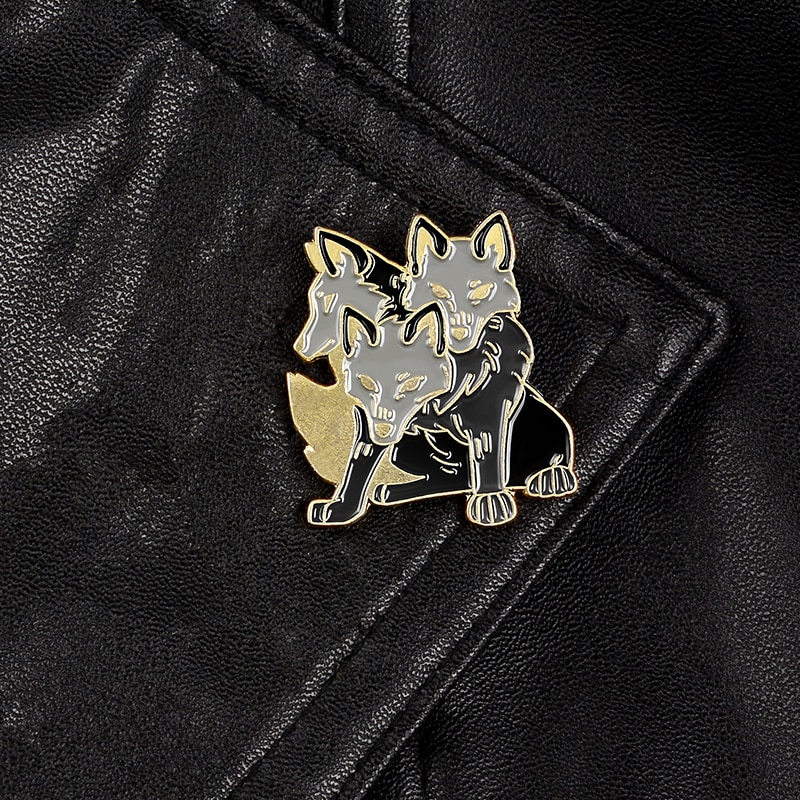 Bros Pin Enamel Desain Kartun Anjing Philosopher 3 Kepala Untuk Pakaian