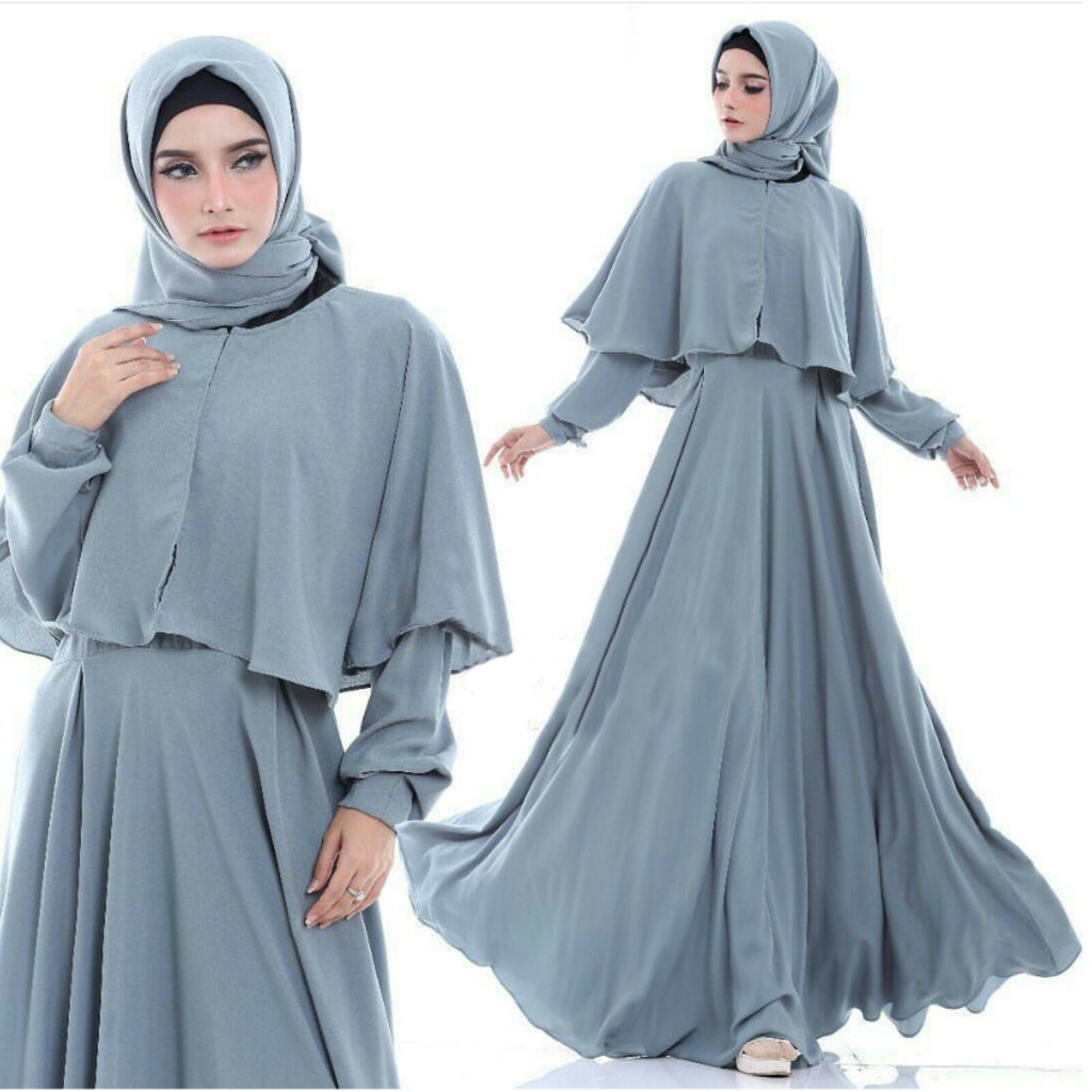 [Maxy Monalisa varian warna SW] maxi muslim wanita wolly crepe NAVY/MARON/ABU/KUBUS/FANTA