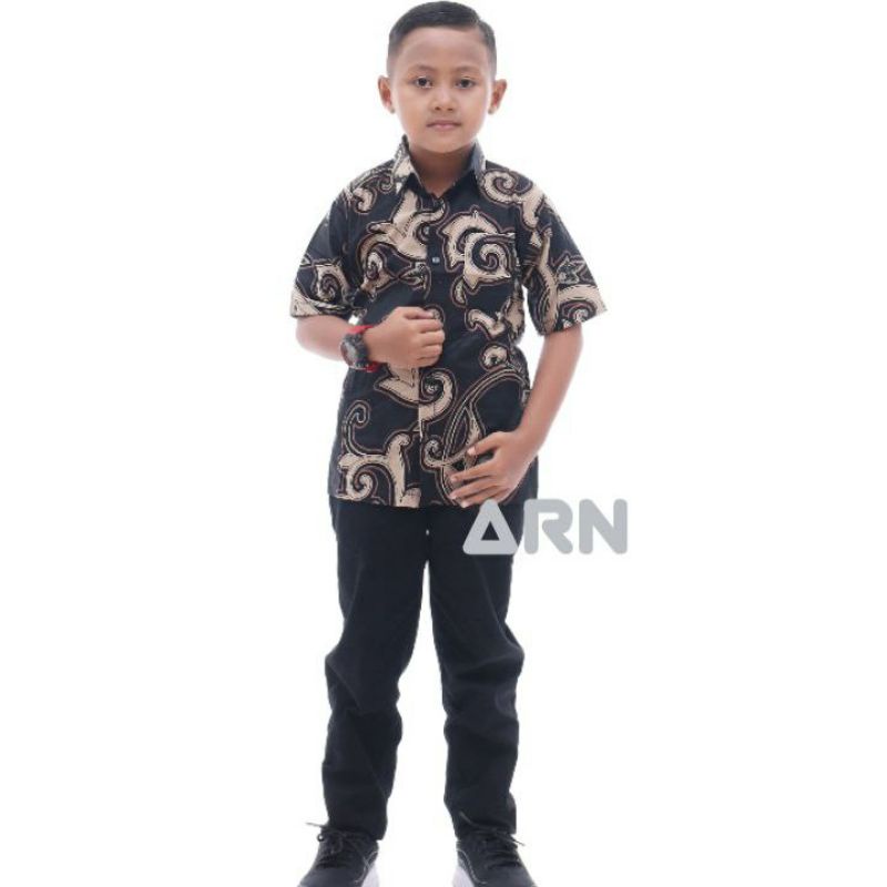 tey-17 Batik wanita ASJ SA HRB026 Kenongo Kemeja Tosca Pendek-hem kangkung anak