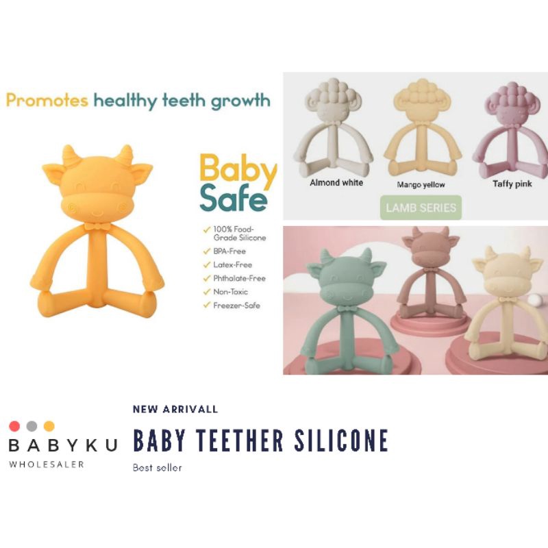 Mainan gigitan silikon bayi motif hewan / Baby teether silicone animal