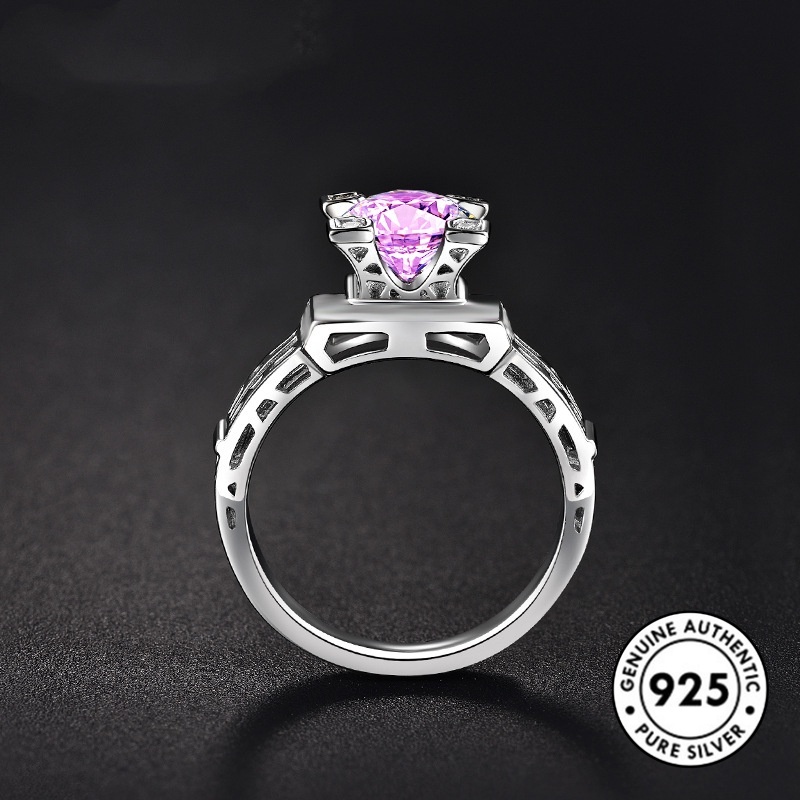 Cincin Berlian Pink Bahan S925 Silver