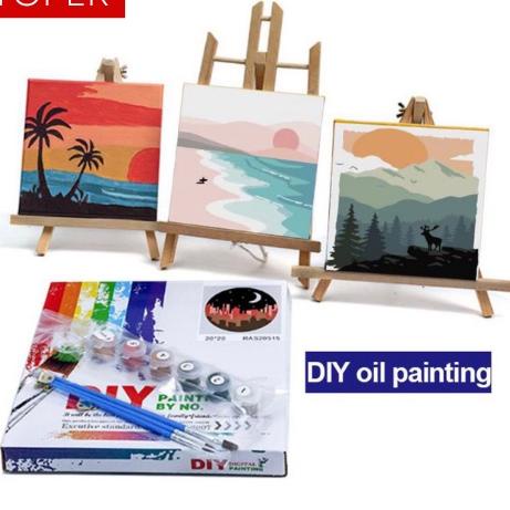 

Special Price.. TOPER Paint By Number Kit DIY 20x20 Canvas (Free Kuas dan Cat Air) Painting Set/ Canvas Lukisan 20x20