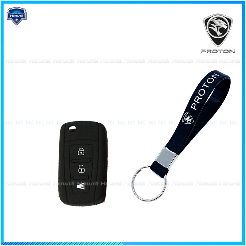 ☆Eksklusif☆Cover Kunci Remote 3 Tombol Bahan Silikon Dengan Logo Gantungan Kunci Untuk Proton Exora