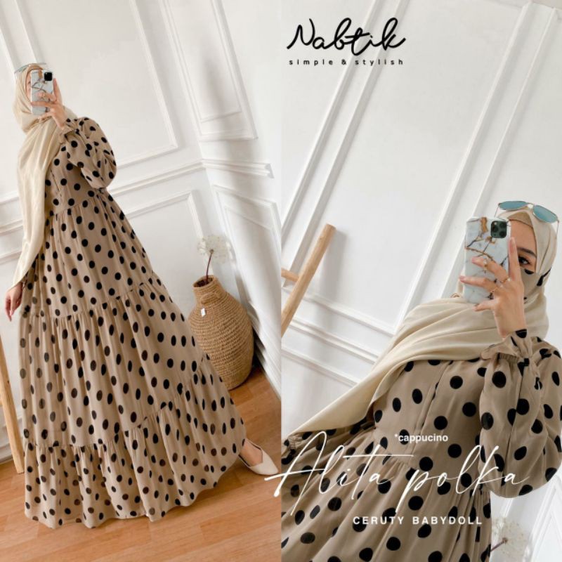 GAMIS MOTIF ALITA POLKADOT ORI NABTIK