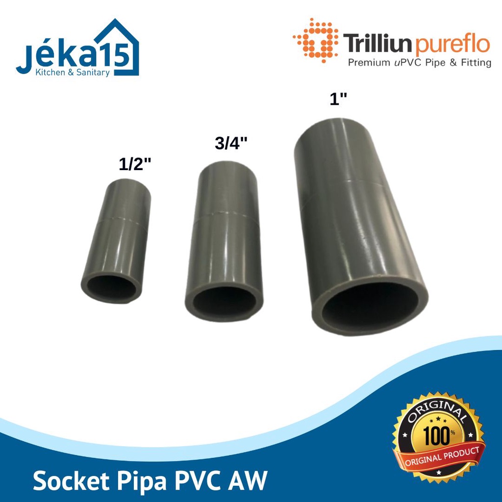 Socket PVC AW | Soket Pipa Polos | Sok| Shock PVC 1/2 inch 1 Inch 3/4 inch