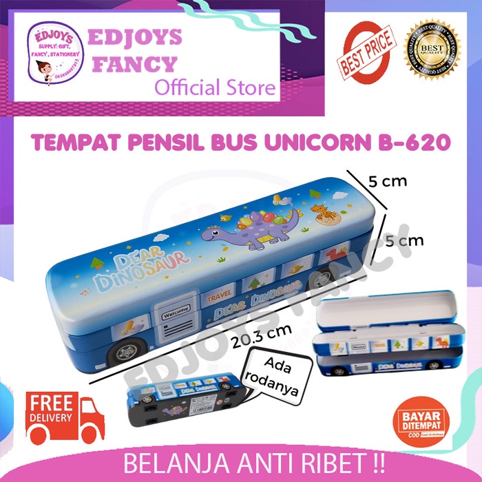 

Wow Tempat Pensil Anak Kaleng Mobil Bus Tingkat Kotak Pensil Dino B-620 Trendi