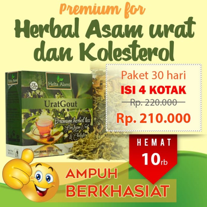 

ORIGINAL MURAH Teh Herbal Obat Asam Urat Rematik Penurun Kolesterol (Paket 30Hari)