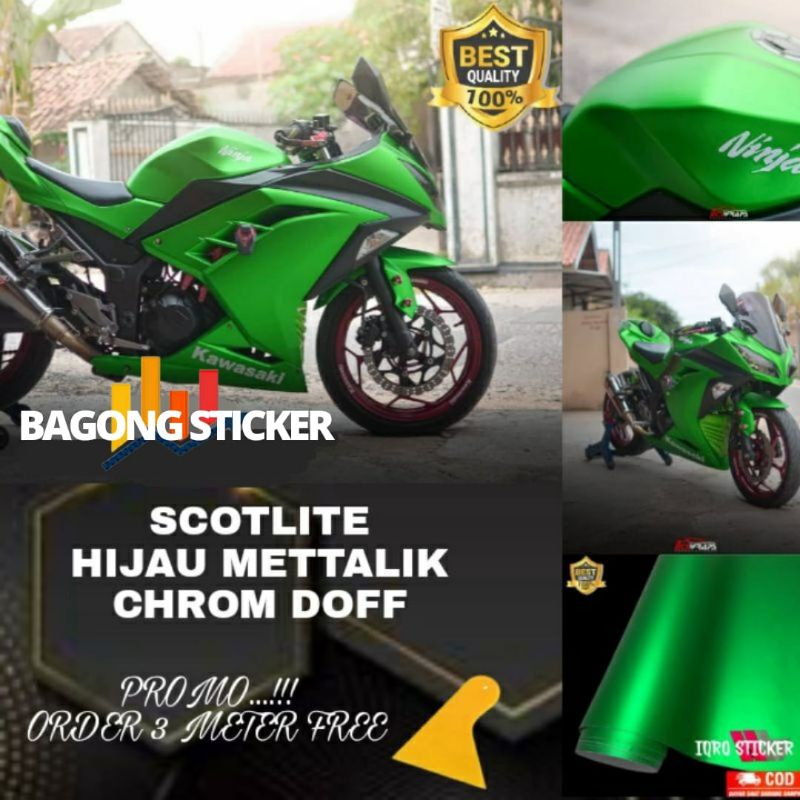 Stiker skotlet metalik krom hijau doff stiker scotlite motor mett krom doff hijau sekotlet motor