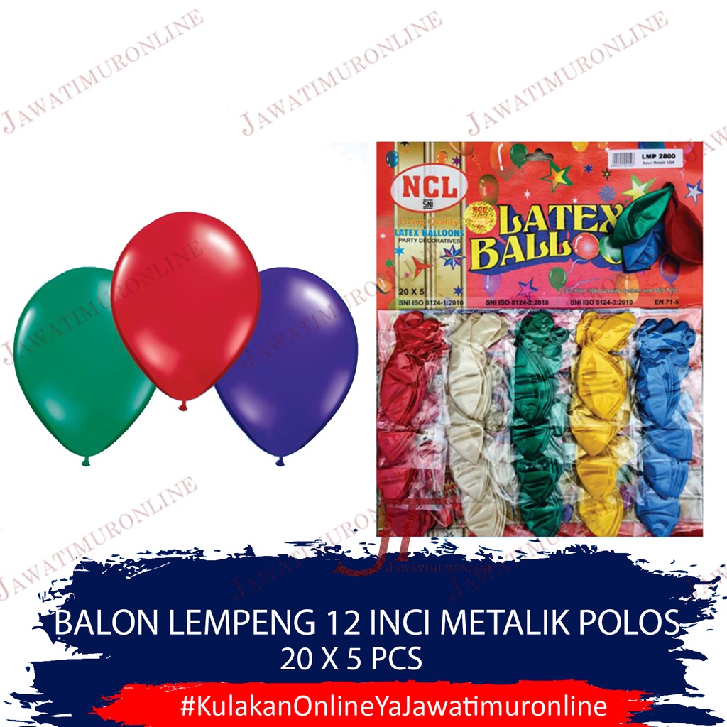 Balon Latex Metalik Polos 12 INCI Lempengan Metalik