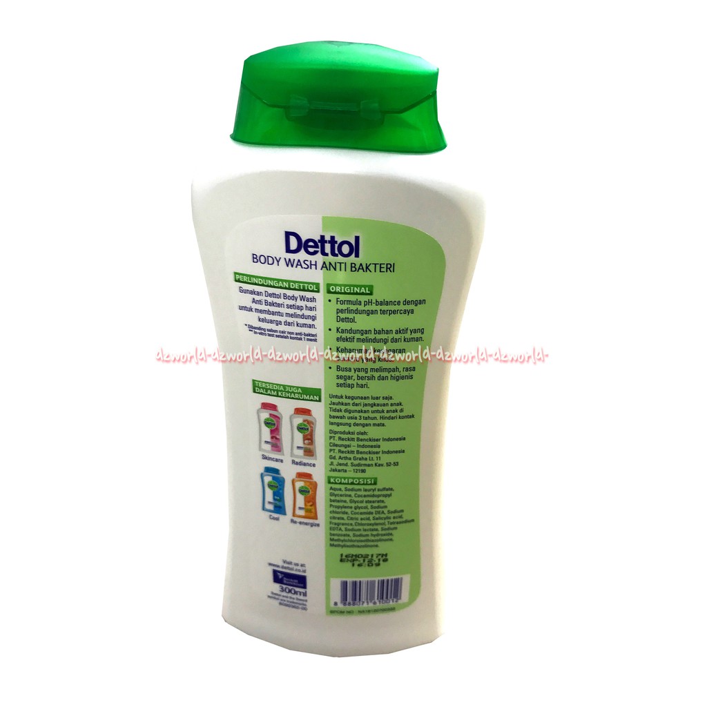 Dettol Original Body Wash Hijau Anti Bakteri PH Balance Sabun Cair 300ml