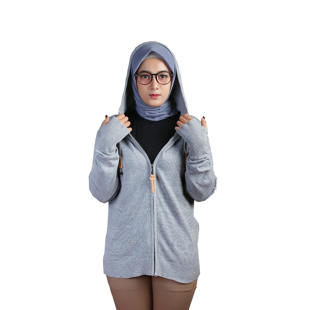 Sweater / Jaket wanita Rajut Ariel POLOS PREMIUM hijab dan casual UNISEX by Galleraj