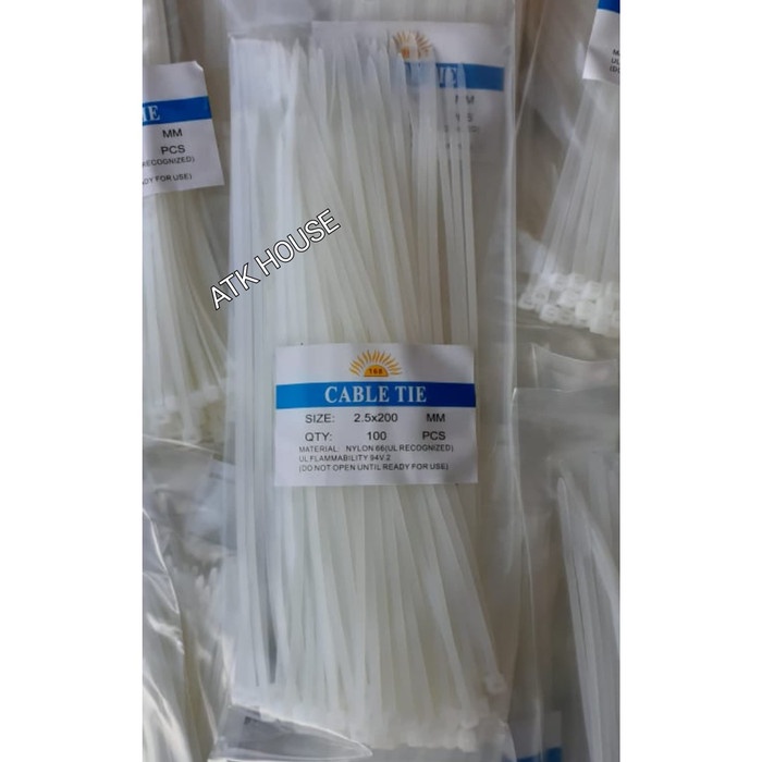 

ORGANIZER-DOCUMENT- KABEL TIES 2.5*200MM 168/CABLE TIES 2.5*20CM ISI 100PCS/TALI TIES TIS - PUTIH