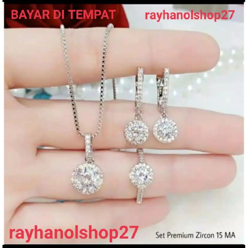 SET TITANIUM ANTI KARAT FHASION WANITA LAPIS EMAS 22 K FULL PERMATA MEWAH