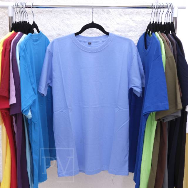 kaos polos quilt blue / biru pastel premium combed 30s pria wanita