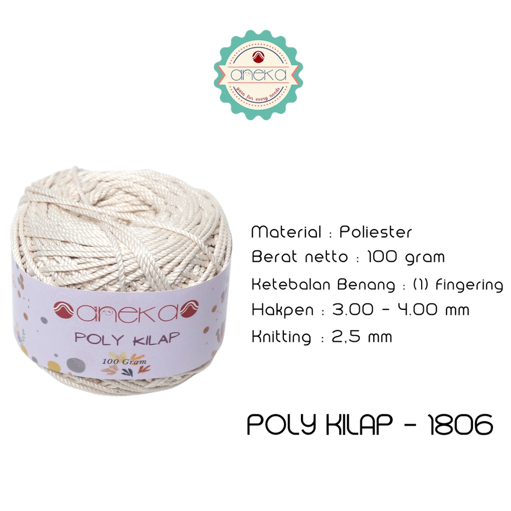 PREMIUM Benang Rajut Polyester/ Poliester / Poli Poly Kilap Warna - 1806