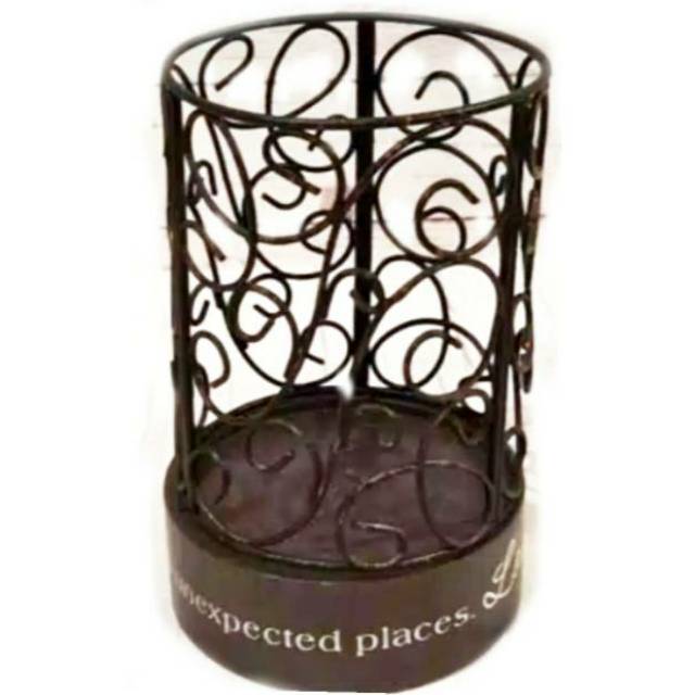 BLACK STEEL CANDLE HOLDER TEMPAT LILIN HITAM DEKORASI RUMAH HOME DECORATION 17.5 x 11.5 x 11.5 cm