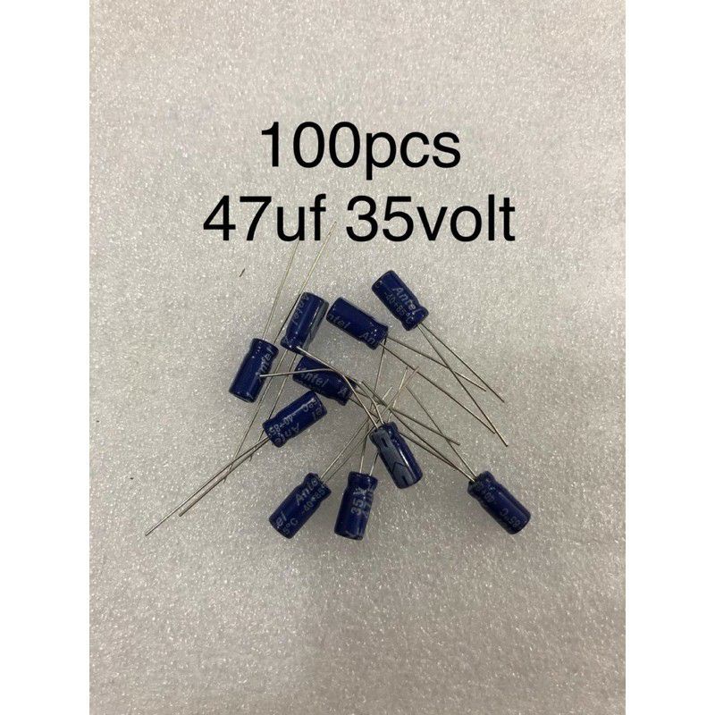 100Pcs Capacitor Elco 47uf 35v Kapasitor Elko 47uf 35v