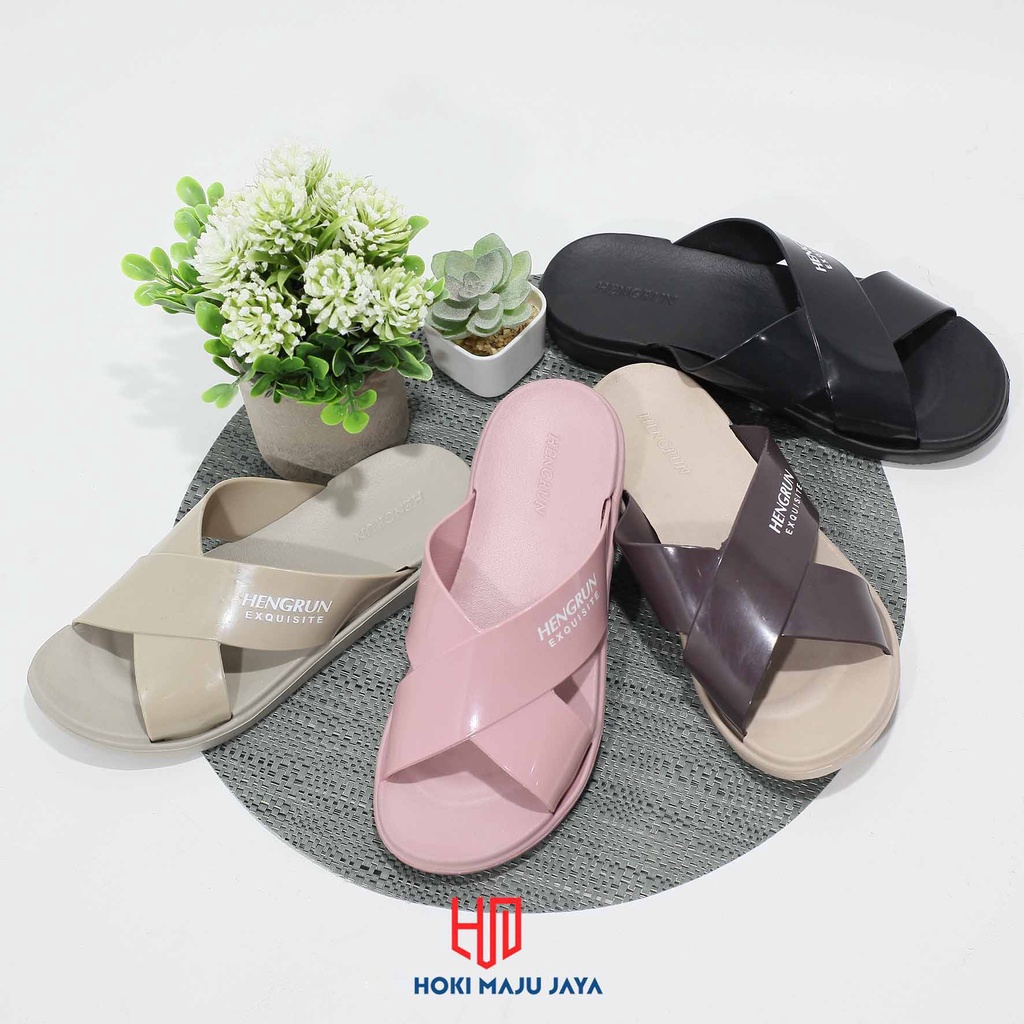 Sandal wanita tali silang minimalis slip on ringan HENGRUN 36 - 40