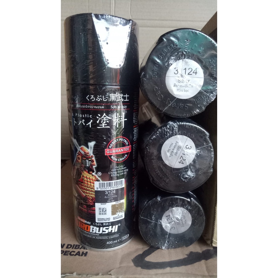 cat semprot samurai pilok pilox samurai silver 124 400ml silper silfer warna besi