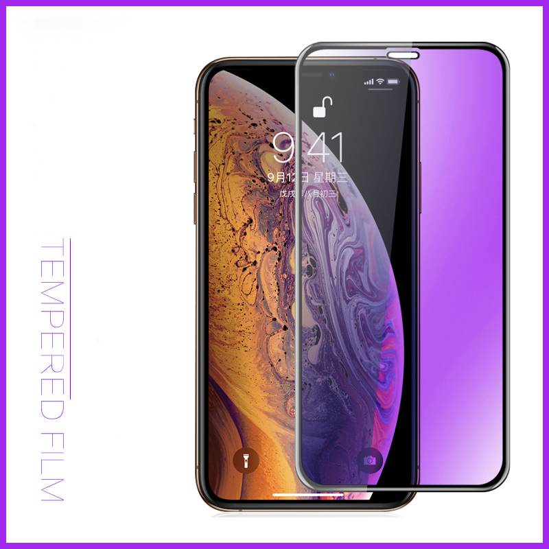 Purple Light Tempered Glass For iPhone 11 12 Pro Max Mini Protective Glass for iPhone 7 8 Plus X XS Max XR SE 2020 Full Screen Protector