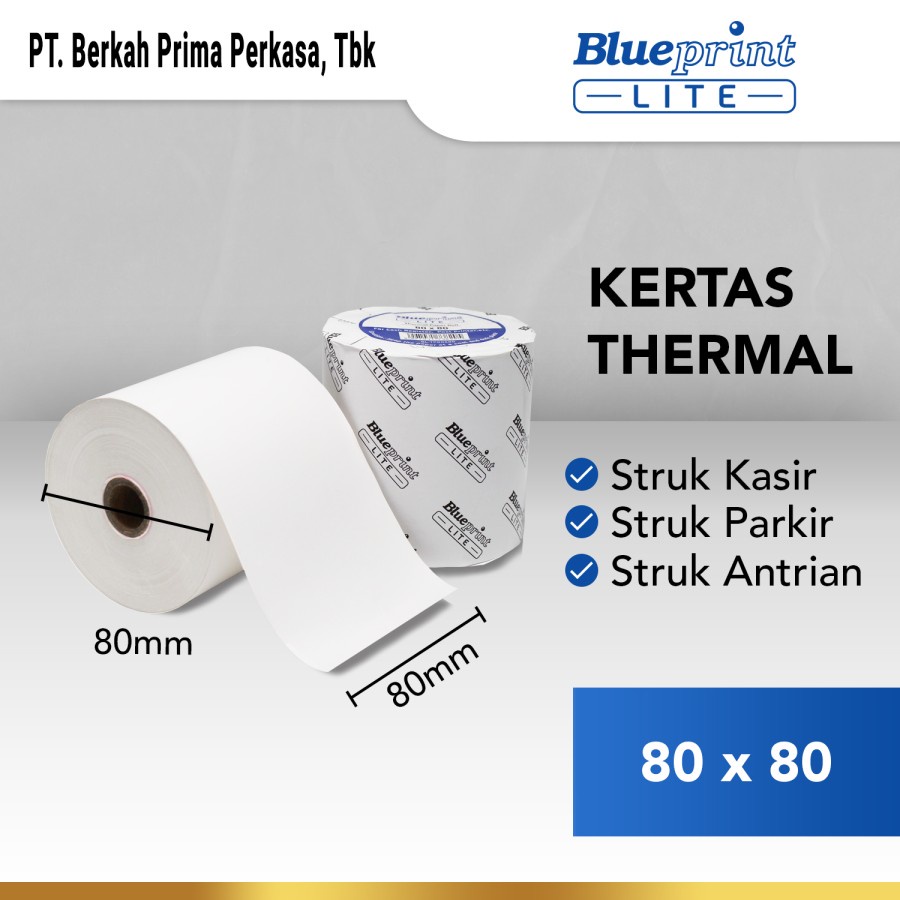 Kertas Thermal Kasir / Struk Parkir BLUEPRINT Lite 80x80mm 80x80 Core