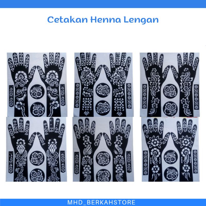 [6 varian] Stiker Cetakan Henna | Tatto tangan | Sticker tato hena