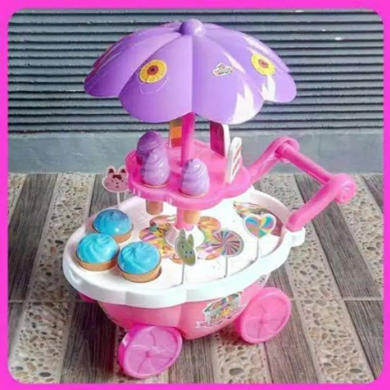 MAINAN TROLI ES KRIM GEROBAK BESAR BULAT