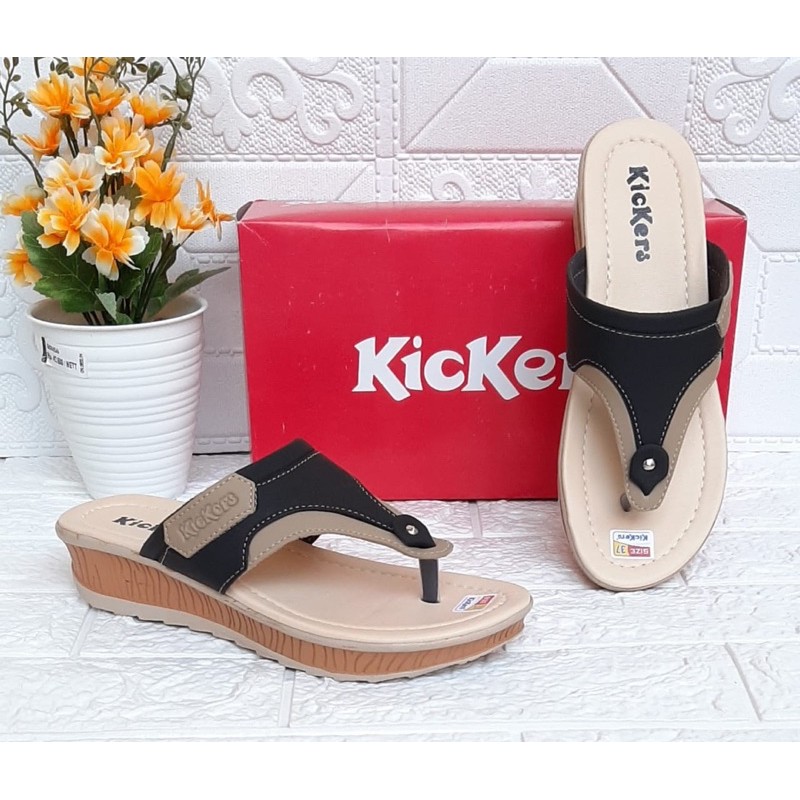 KICKERS SANDAL WEDGES JAPIT WANITA KOMBINASI