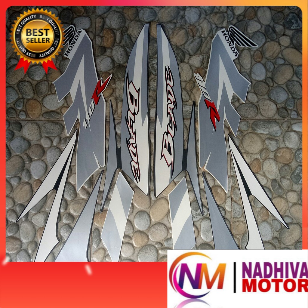 stiker striping motor Blade 110R 2009 silver putih