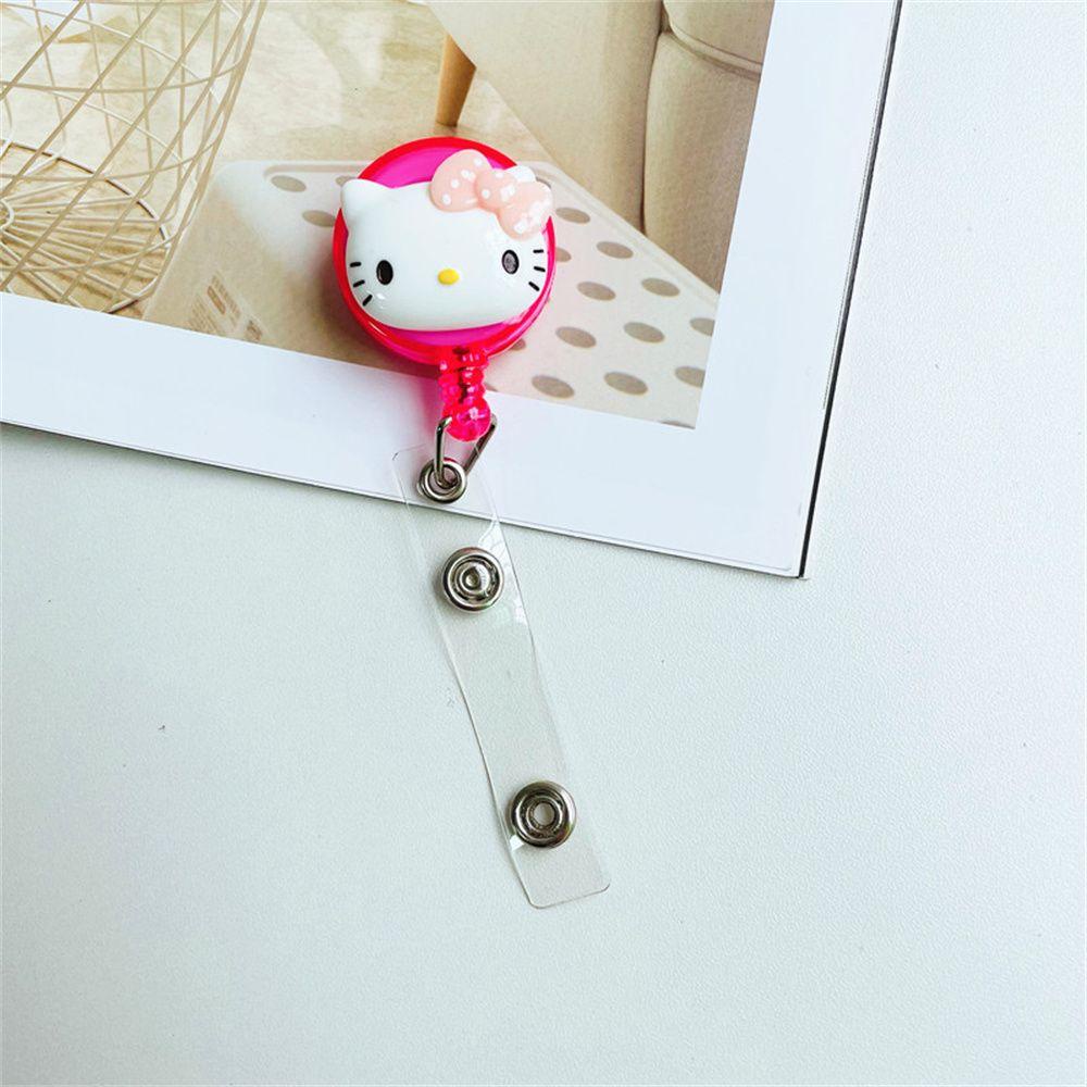 [Elegan] Ditarik Lencana Gulungan Kawaii Kartun Dada Kartu Kuromi Kartu Kerja Klip Cinnamoroll Perawat Badge Holder