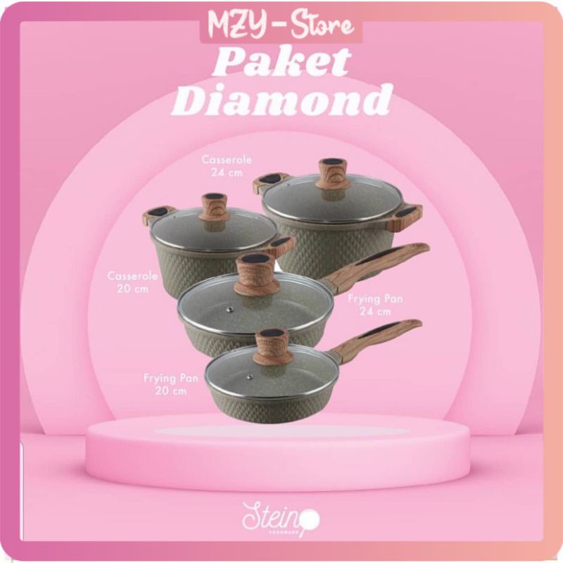 (FREE 5 Item + Voucher) Paket Diamond Stein Steincookware Paket Diamond Stein Series - ORIGINAL 100%