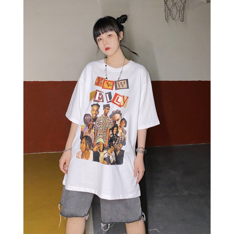 American Vintage Print T-shirt Oversize Atasan Kaos Lengan Pendek Wanita