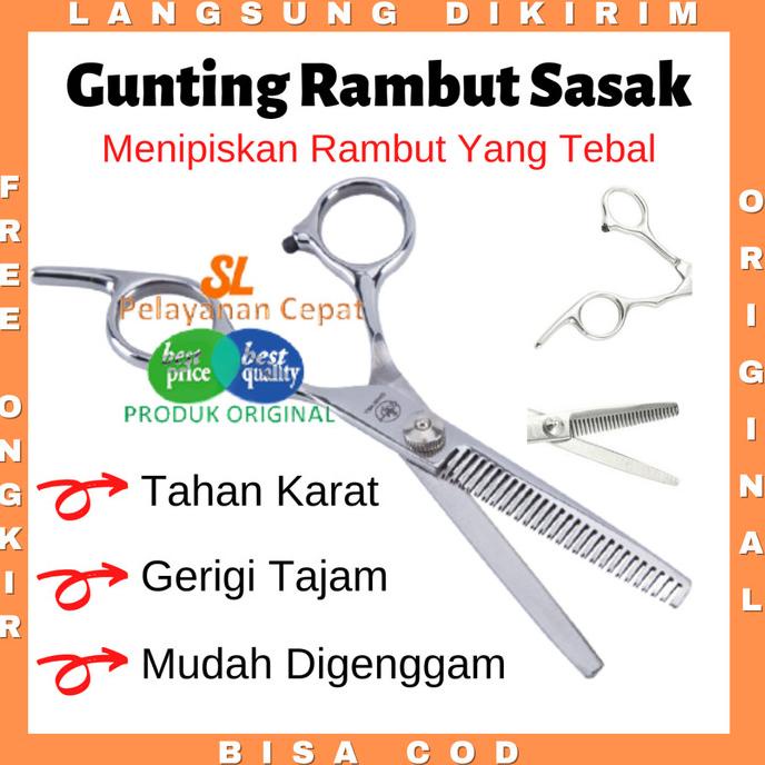 Gunting Rambut Sasak 2 Sisi Gunting Salon Penipis Rambut Anti Karat MURAH