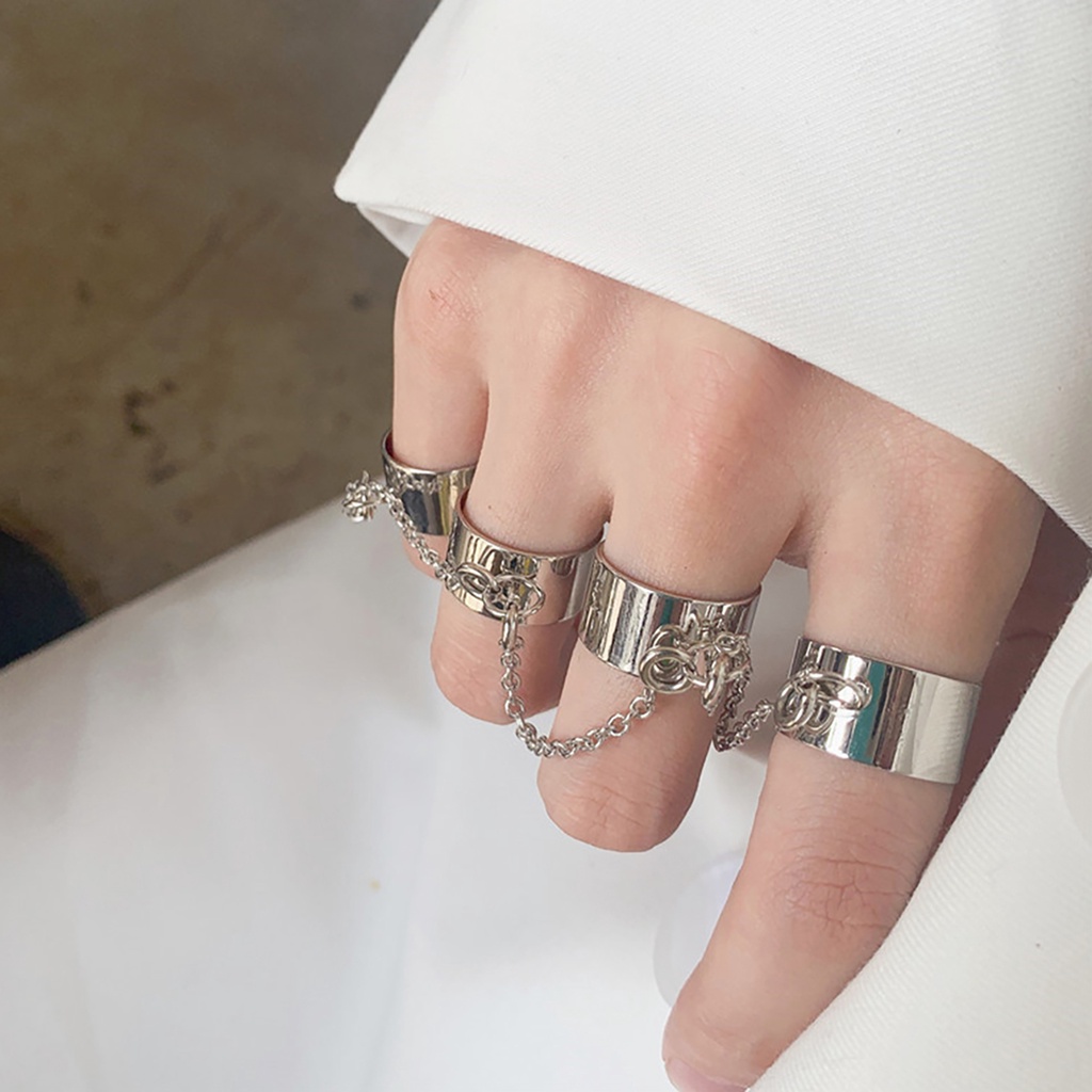 [Jianxin] Chain Ring Anti-rust Adjustable Punk Style Cool Hip Pop Multi-layer Jewelry for Engagement