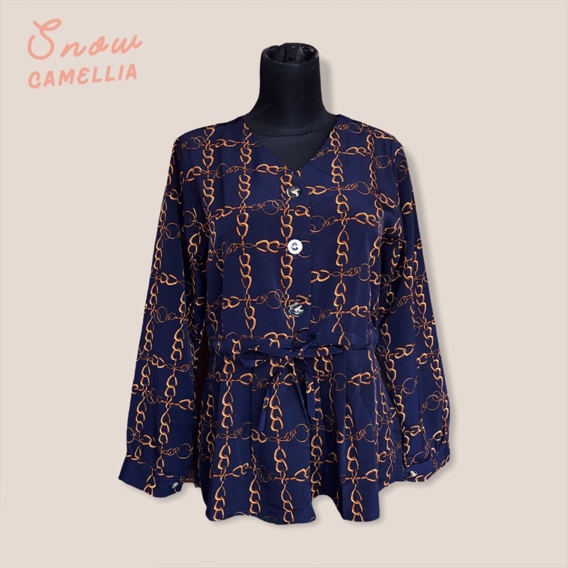 TWINKLE CHAIN BLOUSE (NAVY) - TOP WANITA by CAMELLIA