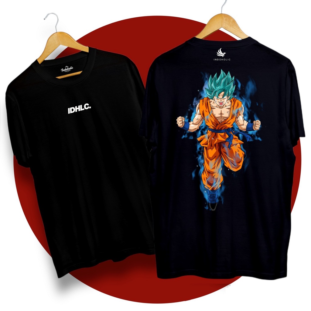 Indoholic Atasan Baju Pakaian Pria Cowok wanita Kaos Distro Murah terbaru Combed 100% Original SonGoku Dragon Ball Z