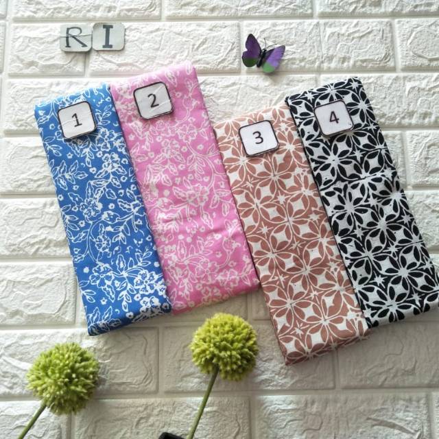 Kain batik cap garutan satu warna pastel, hitam, moca, pink, biru