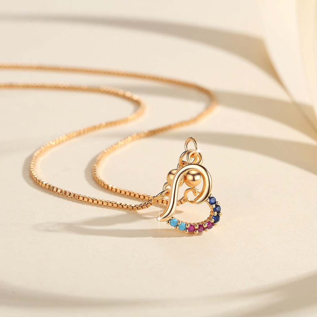 Y634 【Barang spot】Kalung Titanium Berbentuk Hati Liontin Permata 18k Lapis Emas Anti Luntur Titanium  Necklace Fashion Aksesoris