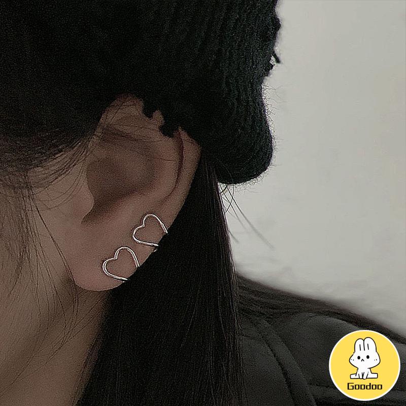 [2 PCS] Klip Telinga / Anting Tidak Telinga Tindik Cinta Sederhana Fashion Aksesoris Wanita -Doo